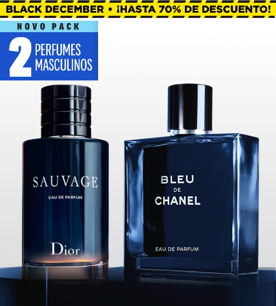 ¡PAGA 1 Y LLEVA 2! – Pack Masculino Exclusivo de Perfumes Premium: Bleu de Chanel y Sauvage (Eau de Parfum, 100 ml cada uno)